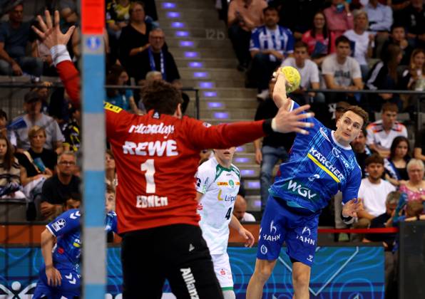 BAU 08 06 2025 Stuttgart Handball TVB Stuttgart vs SC DHFK Leipzig, Max Häfner TVB, right