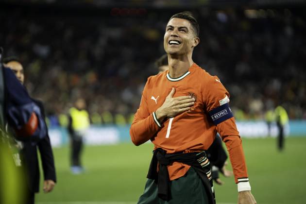 UEFA Nations League Final: Portugal vs Spain Cristiano Ronaldo of Portugal reacts emotionally after winning the UEFA Nations League final against Spain at Allianz Arena in Munich. Copyright: xTaiseixIwamotox