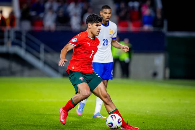 PORTUGAL U21, U 21 - FRANCE U21 Mateus Fernandes of Portugal during the UEFA European Under-21 Championship 2025 football match between Portugal U21 and France U21. Stadium Na Sihoti, Trencin, Slovakia, June 11, 2025. Photo by Branislav Racko Copyright: xx 080A5174