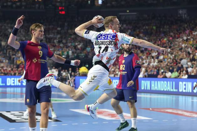 14 06 2025, xtgx, handball, EHF Champions League semi-final 2, FC Barcelona SC Magdeburg v l Omar Ingi Magnusson Magdeburg, 14 throws goal, goal scorer, scores goal, scores the goal Koeln