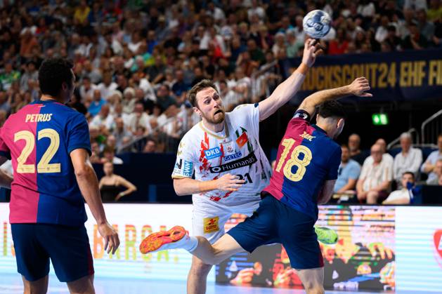 Cologne, Germany Handball EHF CL Final 4 Semi-Final Barca SC Magdeburg Albin Lagergren SC Magdeburg , Blaz Janc Barcelona Cologne Lanxess Arena Nordrhein Westfalen Germany