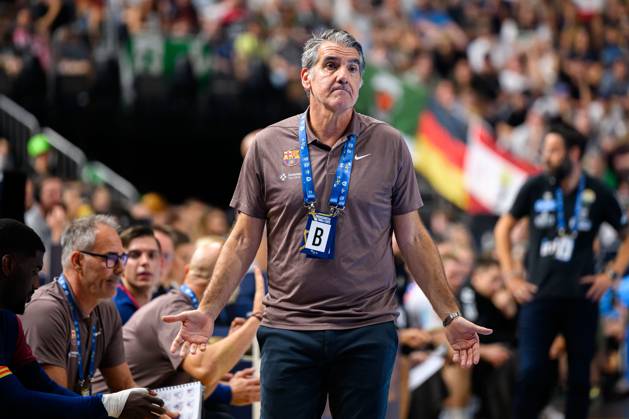 Cologne, Germany Handball EHF CL Final 4 Semi-Final Barca SC Magdeburg Coach Carlos Ortega Barcelona Cologne Lanxess Arena North Rhine-Westphalia Germany