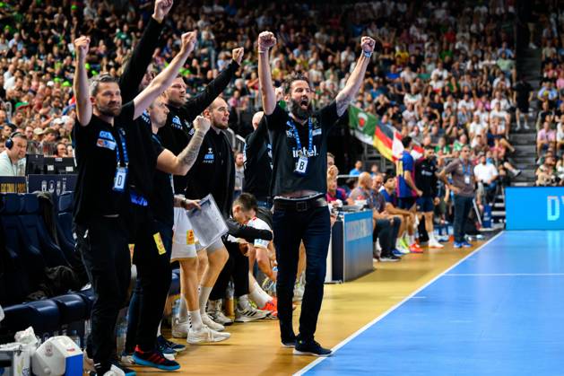 Cologne, Germany Handball EHF CL Final 4 Semi-Final Barca SC Magdeburg Coach Bennet Wiegert Magdeburg Jubel Freude Emotion Cologne Lanxess Arena North Rhine-Westphalia Germany