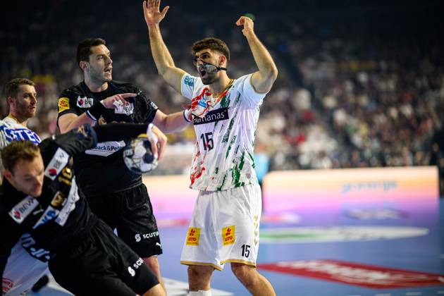 COLOGNE, GERMANY - 15 JUNE, 2025: Antonio Serradilla Cuenca, Mijajlo Marsenic - The final match of TruckScout24 EHF FINAL4 Fuchse Berlin vs SC Magdeburg at Lanxess Arena.  Copyright: xVITALIIxKLIUIEVx