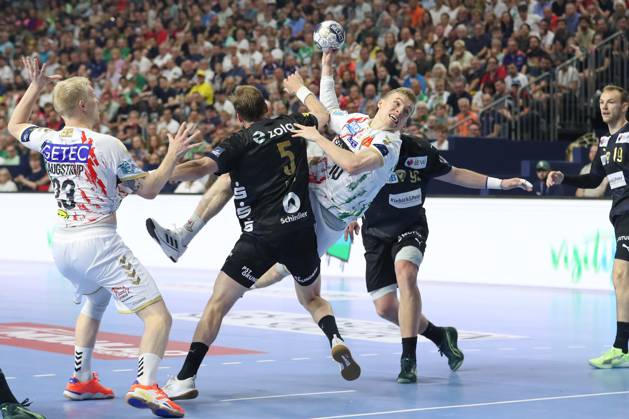 15 06 2025, xtgx, Handball, EHF Champions League Final, Füchse Berlin SC Magdeburg v l Gisli Thorgeir Kristjansson Magdeburg, 10 throws goal, Torschuetze, erzielt Tor, Treffer, scores the goal Koeln
