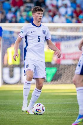 ENGLAND U21, U 21 - SLOVENIA U21 Charlie Cresswell of England during the UEFA European Under-21 Championship 2025 Group B football match between England U21 and Slovenia U21. Stadium Nitra Arena, Nitra, Slovakia, June 15, 2025. Photo by Branislav Racko Copyright: xx 080A3297