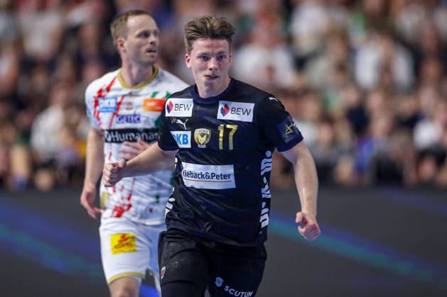 15 06 2025, Handball, Final TruckScout24 EHF FINAL4, LANXESS arena Cologne, Füchse Berlin SC Magdeburg Nils Lichtlein Fuechse Berlin 17 cheering North Rhine-Westphalia Germany