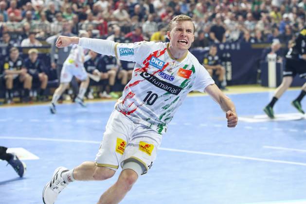15 06 2025, xgox,Handball, EHF Champions League Final, Fuechse Berlin SC Magdeburg v l Gisli Thorgeir Kristjansson Magdeburg, 10 Jubel, Torjubel, jubelt über das Tor, celebrate the goal, celebration Koeln