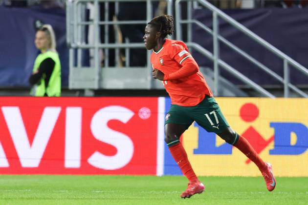 June 14, 2025, Trenczyn, Slovakia: Geovany Quenda of Portugal celebrates after scoring a goal during the UEFA UNDER21 Championship Slovakia 2025 match between Portugal and Poland at Stadion na Sihoti. FInal Score; Portugal 5:0 Poland. Trenczyn Slovakia - ZUMAs197 20250614_aab_s197_129 Copyright: xGrzegorzxWajdax