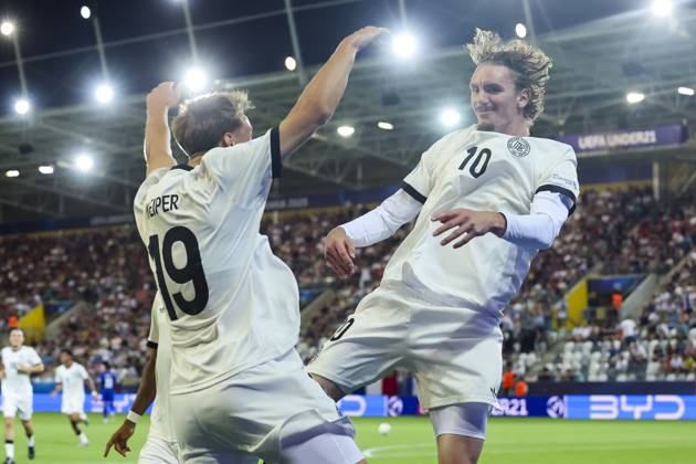 Nick Woltemade Germany celebrates after scoring his teams second goal with Nelson Weiper Germany , UEFA European Under 21 Championship 2025 Semi Final, Germany v France, KoÅ¡icka futbalova arà na on June 25, 2025 in Koöice, Slovakia Photo by Marco Steinbrenner DeFodi Images Nick Woltemade Germany celebrates after scoring his teams second goal with Nick Woltemade Germany , UEFA European Under 21 Championship 2025 Semi Final, Germany v France, Koöicka futbalova arà na, June 25, 2025 in Koöice, Slovakia Photo by Marco Steinbrenner DeFodi Images