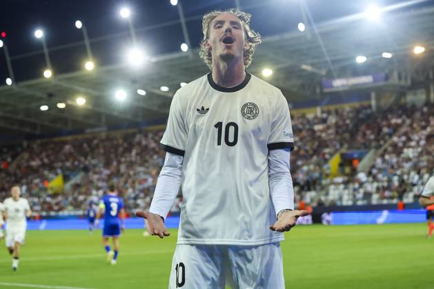 Nick Woltemade Germany celebrates after scoring his teams second goal, UEFA European Under 21 Championship 2025 Semi Final, Germany v France, Košicka futbalova arà na, June 25, 2025 in Košice, Slovakia Photo by Marco Steinbrenner DeFodi Images Nick Woltemade Germany celebrates after scoring his teams second goal, UEFA European Under 21 Championship 2025 Semi Final, Germany v France, Košicka futbalova arà na, June 25, 2025 in Košice, Slovakia Photo by Marco Steinbrenner DeFodi Images