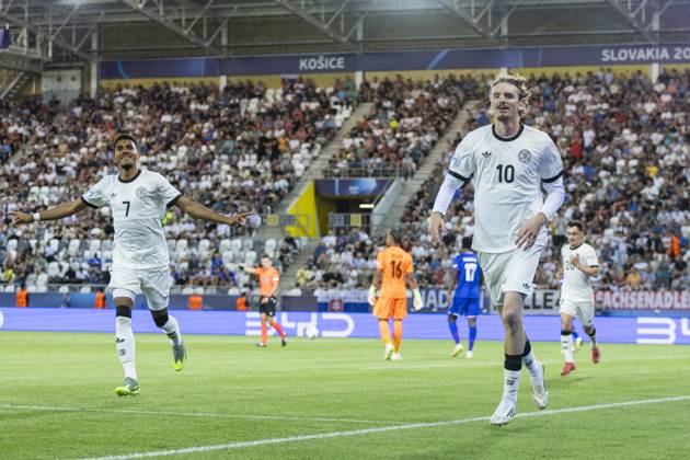 UEFA U21 European Championship, semi-final Germany France 25 06 2025 Nick Woltemade Germany, 10 celebrates after scoring during the UEFA U21 European Championship semi-final match Germany France, on 25 06 2025, Kosice Football Arena, Kosice, Slovakia Copyright: xBEAUTIFULxSPORTS Meuselx