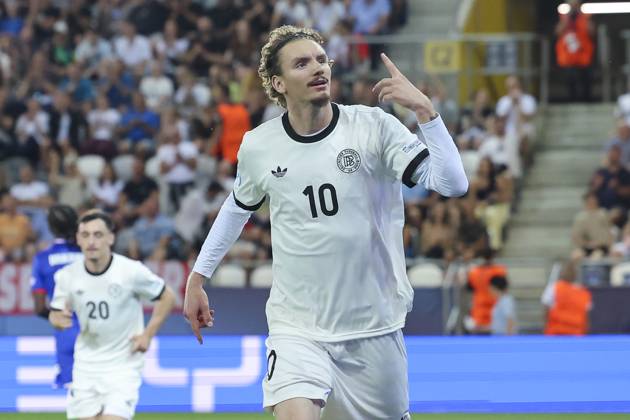 Nick Woltemade Germany celebrates after scoring his teams second goal, UEFA European Under 21 Championship 2025 Semi Final, Germany v France, Košicka futbalova arà na, June 25, 2025 in Košice, Slovakia Photo by Marco Steinbrenner DeFodi Images Nick Woltemade Germany celebrates after scoring his teams second goal, UEFA European Under 21 Championship 2025 Semi Final, Germany v France, Košicka futbalova arà na, June 25, 2025 in Košice, Slovakia Photo by Marco Steinbrenner DeFodi Images