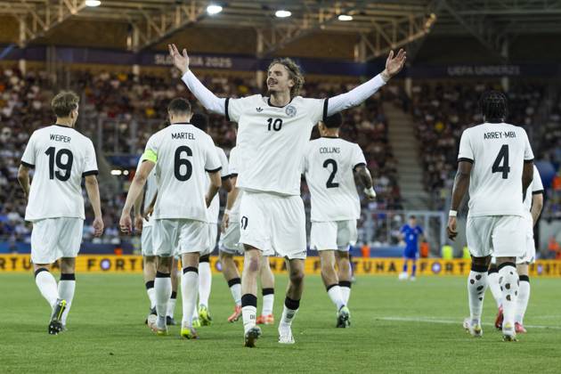 UEFA U21 European Championship, semi-final Germany France 25 06 2025 Nick Woltemade Germany, 10 celebrates after scoring during the UEFA U21 European Championship semi-final match Germany France, on 25 06 2025, Kosice Football Arena, Kosice, Slovakia Copyright: xBEAUTIFULxSPORTS Meuselx