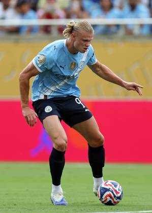 Orlando, USA, 26th June 2025. Erling Haaland of Manchester City during the Juventus vs Manchester City FIFA Club World Cup match at Camping World Stadium, Orlando. Picture credit should read: David Klein Sportimage EDITORIAL USE ONLY. No use with unauthorised audio, video, data, fixture lists, club league logos or live services. Online in-match use limited to 120 images, no video emulation. No use in betting, games or single club league player publications. SPI_202_DK_Juventus_Man_City SPI-3993-0202
