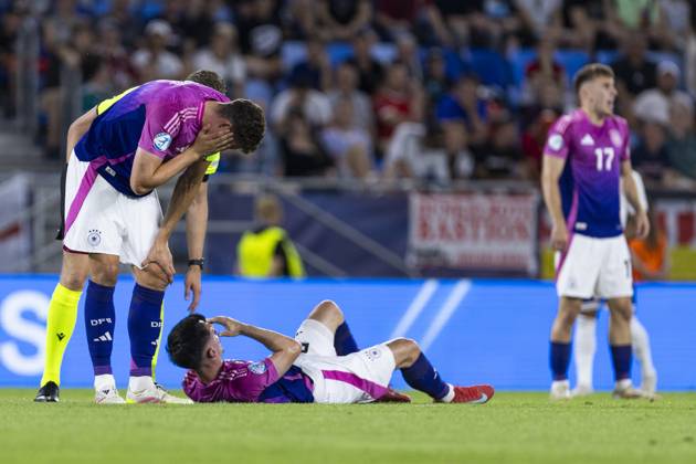 UEFA U21 European Championship, Final England Germany 28 06 2025 Eric Martel Germany, 6 , Paul Nebel Germany, 20 at the UEFA U21 European Championship Final England Germany, on 28 06 2025, National Football Stadium, Bratislava, Slovakia Copyright: xBEAUTIFULxSPORTS Meuselx