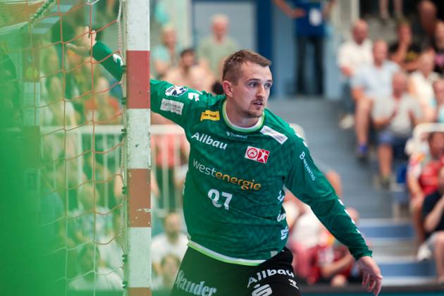 29 06 2025, 2 Handball Bundesliga, Catch-up match, TuSEM Essen Dessau Rosslauer HV 06, Goalkeeper Dominik Plaue TuSEM Essen , Essen Sporthalle Am Hallo NRW Germany xRHR PHOTO DEx Copyright: DennisxEwert RHR-FOTOx RHR-FOTO DE