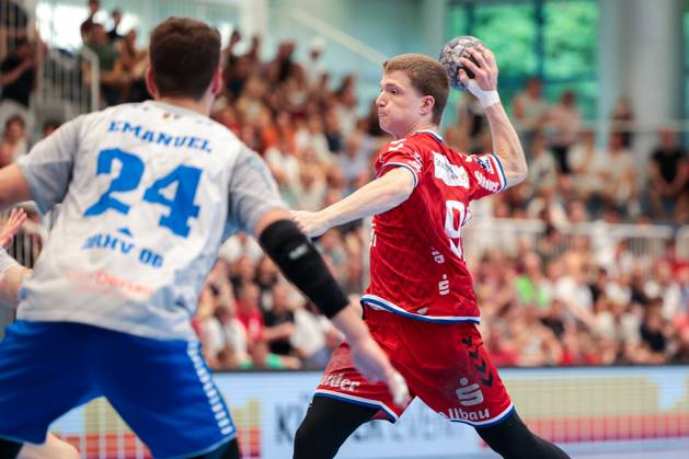 29 06 2025, 2 Handball Bundesliga, Catch-up match, TuSEM Essen Dessau Rosslauer HV 06, Mika Petersen TuSEM Essen , Essen Sporthalle Am Hallo NRW Germany xRHR FOTO DEx Copyright: DennisxEwert RHR-FOTOx RHR-FOTO DE