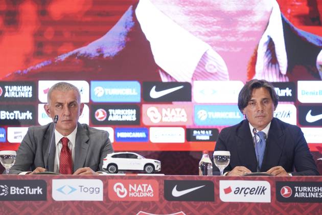 Vincenzo Montella signs a new 2-year contract with the national team, Nationalteam ISTANBUL, TURKIYE - JUNE 30: Turkish Football Federation (TFF) President Ibrahim Haciosmanoglu (L) and Turkish National Football Team Head Coach Vincenzo Montella (R) attend a ceremony at the TFF Hasan Dogan National Teams Camp and Training Facilities after Montella’s contract was extended for two more years in Istanbul, Turkiye, on June 30, 2025. Agit Erdi Ulukaya Anadolu Istanbul Turkey. Editorial use only. Please get in touch for any other usage.  Copyright: x2025xAnadoluxAgitxErdixUlukayax