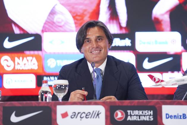 Vincenzo Montella signs a new 2-year contract with the national team, Nationalteam ISTANBUL, TURKIYE - JUNE 30: Turkish Football Federation (TFF) President Ibrahim Haciosmanoglu (not seen) and Turkish National Football Team Head Coach Vincenzo Montella attend a ceremony at the TFF Hasan Dogan National Teams Camp and Training Facilities after Montella’s contract was extended for two more years in Istanbul, Turkiye, on June 30, 2025. Agit Erdi Ulukaya Anadolu Istanbul Turkey. Editorial use only. Please get in touch for any other usage.  Copyright: x2025xAnadoluxAgitxErdixUlukayax