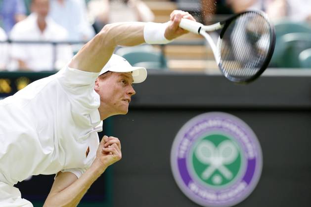 Tennis: Wimbledon championships Jannik Sinner of Italy plays against compatriot Luca Nardi in the men s singles first round at the Wimbledon tennis tournament in London on July 1, 2025.  A14AA0004697787P