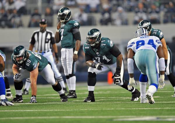 Dec 24th, 2011 .Philadelphia Eagles tackle Jason Peters (71) battles against Dallas Cowboys outside linebacker DeMarcus Ware (94) during the game between the Philadelphia Eagles and the Dallas Cowboys at Cowboy Stadium in Arlington, TX.. .Manny Flores CSM Copyright: xMannyxFloresx