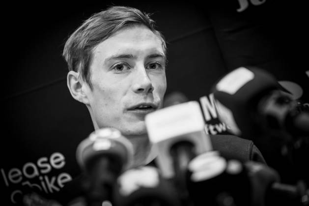 Danish Jonas Vingegaard Hansen of Team Visma-Lease a Bike pictured during a press conference, PK, Pressekonferenz of team Visma - Lease a Bike ahead of the 2025 Tour de France cycling race, in Lille, France, on Friday 04 July 2025. The 112th edition of the Tour de France starts on Saturday 5 July in Lille, France, and will finish in Paris, France on the 27th of July. DAVIDxPINTENS x128394685x