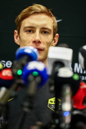 Danish Jonas Vingegaard Hansen of Team Visma-Lease a Bike pictured during a press conference, PK, Pressekonferenz of team Visma - Lease a Bike ahead of the 2025 Tour de France cycling race, in Lille, France, on Friday 04 July 2025. The 112th edition of the Tour de France starts on Saturday 5 July in Lille, France, and will finish in Paris, France on the 27th of July. DAVIDxPINTENS x128394715x