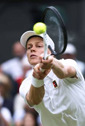 Tennis: Wimbledon championships Jannik Sinner of Italy plays against Pedro Martinez of Spain in the men s singles third round at the Wimbledon tennis tournament in London on July 5, 2025.  A14AA0004703934P