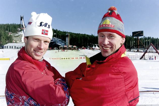 960309 Skiing, Swedish Ski Games, Falun Björn Dählie, Norway and Gunde Svan, Sweden  Copyright: BILDBYRAN BB960309BB032