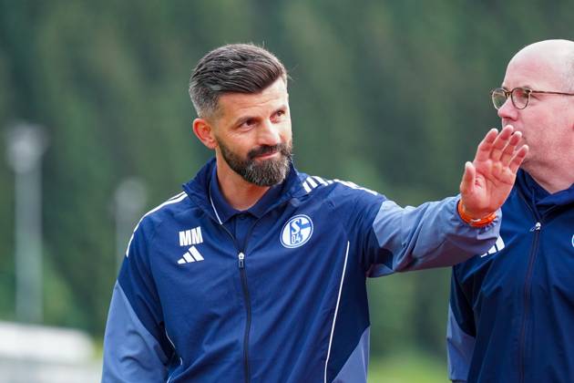 FC Schalke 04 training camp Neustift im Stubaital test match 09 07 2025 FC Schalke 04 vs Panathinaikos Athens Silberstadt Arena Schwaz, Austria Coach Miron Muslic Schalke 04 Copyright: xLukaxKolanovicx