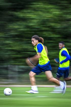 Gent s Mohamed El Adfaoui pictured in action during a training session of Belgian soccer team KAA Gent, during their summer camp in Horst, the Netherlands on Thursday 10 July 2025. The team is preparing for the upcoming 2025-2026 first division season. TOM GOYVAERTS TomxGoyvaerts  x128856378x