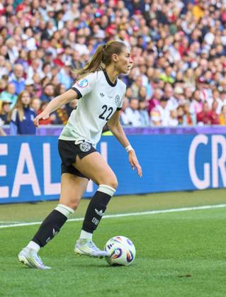 Jule Brand, 22 of Team Germany in the football UEFA Women EURO 2025 Group C match GERMANY - DENMARK 2-1 in Season 2025 2026 at July 8, 2025 in Basel, Switzerland.