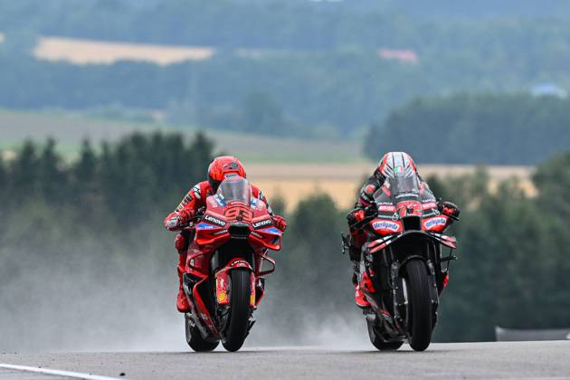 Sprint race of MotoGP Liqui Moly Motorrad Grand Prix Deutschland at Sachsenring Circuit. July 12 2025 In picture: Marc Marquez and Marco Bezzecchi Carrera al sprint del Gran Premio Liqui Moly Motorrad de MotoGP de Alemania en el Circuito de Sachsenring, 12 de Julio de 2025 POOL MotoGP.com Cordon Press Images will be for editorial use only. Mandatory credit: MotoGP.com Cordon Press Cordon Press Cordon Press Cordon Press