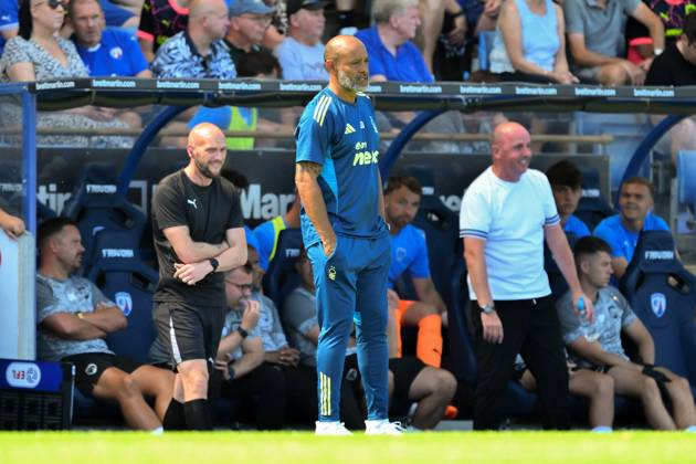 Chesterfield v Nottingham Forest - Pre-Season Friendly Nuno Espirito Santo, Nottingham Forest head coach, looks on during the pre-season friendly match between Chesterfield and Nottingham Forest at the SMH Group Stadium in Chesterfield, England, on July 12, 2025. Chesterfield Derbyshire United Kingdom Copyright: xMIxNewsx originalFilename:fletcher-chesterf250712_npFNO