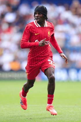 Fußball Vorsaison-Freundschaftsspiel Preston North End gegen Liverpool 13. Juli 2025 Vorsaison-Freundschaftsspiel Preston North End gegen Liverpool Jeremie Frimpong von Liverpool Foto Simon Stacpoole Abseits Preston UK  Copyright: xSimonxStacpoolexOffside