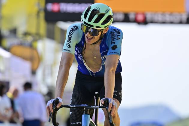French Bruno Armirail of Decathlon AG2R La Mondiale Team crosses the finish line of stage 12 of the 2025 Tour de France cycling, from Auch to Hautacam (181 km), on Thursday 17 July 2025 in France. The 112th edition of the Tour de France starts on Saturday 5 July in Lille, France, and will finish in Paris, France on the 27th of July. DIRKxWAEM x129447439x