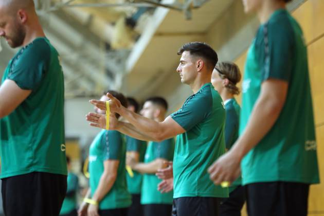 HBL1 Training kick-off of SC DHfK Leipzig, 17 07 25 Lucas Krzikalla 8, SC DHfK Leipzig Handball, DAIKIN HBL, Season 2025 2026, Training kick-off of SC DHfK Leipzig on 17 07 25 in the Quarterback Immobilien Arena Leipzig Kleine Arena Copyright: xBEAUTIFULxSPORTS JanxKaeferx