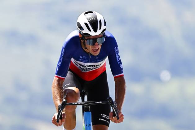French Bruno Armirail of Decathlon AG2R La Mondiale Team pictured at the finish of stage 13 of the 2025 Tour de France cycling race, an 11km individual time trial from Loudenvielle to Peyragudes, on Friday 18 July 2025 in France. The 112th edition of the Tour de France starts on Saturday 5 July in Lille, France, and will finish in Paris, France on the 27th of July. JASPERxJACOBS x129494435x