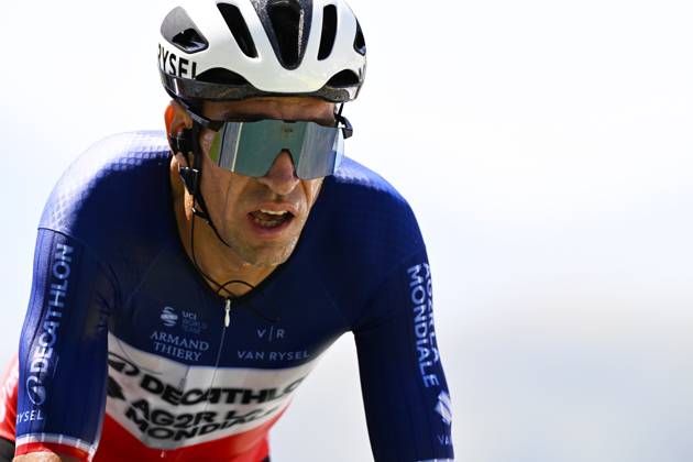 French Bruno Armirail of Decathlon AG2R La Mondiale Team pictured at the finish of stage 13 of the 2025 Tour de France cycling race, an 11km individual time trial from Loudenvielle to Peyragudes, on Friday 18 July 2025 in France. The 112th edition of the Tour de France starts on Saturday 5 July in Lille, France, and will finish in Paris, France on the 27th of July. JASPERxJACOBS x129494436x
