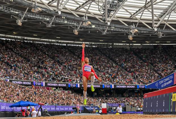 Novuna London Athletics Meet, London, UK. 19 July 2025. London, UK, 19 July 2025. Jasmin SAWYERS in the Womens Long Jump during the Novuna London Athletics Meet 2025, part of the Wanda Diamond League at London Stadium, Queen Elizabeth Park, London, UK., Credit:Lee Floyd Avalon UK, London, London Stadium, Queen Elizabeth  Copyright: xLeexFloydx xAvalonx 1023708340