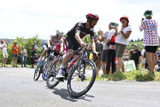 French Julian Alaphilippe of Tudor Pro Cycling Team pictured in action during stage 15 of the 2025 Tour de France cycling race, from Muret to Carcasonne (169 km), on Sunday 20 July 2025 in France. The 112th edition of the Tour de France starts on Saturday 5 July in Lille, France, and will finish in Paris, France on the 27th of July. POOLxJANxDExMEULENEIR x129651788x