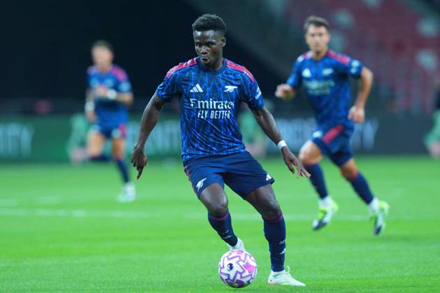 Arsenal FC V AC Milan - Pre-Season Friendly Match Bukayo Saka of Arsenal is in action during the pre-season friendly match between Arsenal FC and AC Milan at National Stadium in Singapore on July 23, 2025. Singapore Singapore Copyright: xSuhaimixAbdullahx originalFilename:abdullah-notitle250723_npKXu