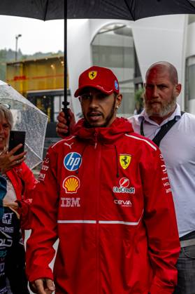 STAVELOT, BELGIUM: Lewis Hamilton, racing for the Ferrari team during the 2025 Formula 1 Belgian Grand Prix at the Circuit de Spa-Francorchamps in Stavelot, Belgium