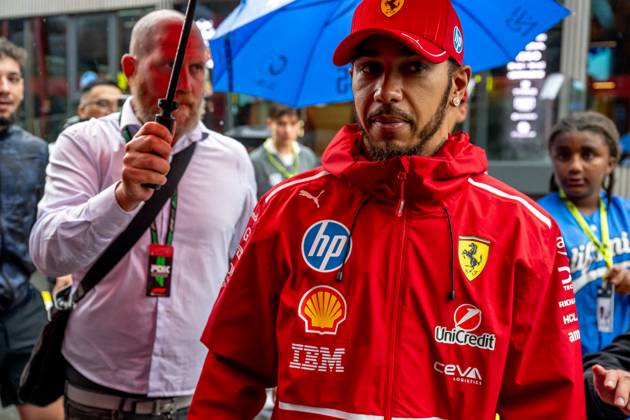 STAVELOT, BELGIUM: Lewis Hamilton, racing for the Ferrari team during the 2025 Formula 1 Belgian Grand Prix at the Circuit de Spa-Francorchamps in Stavelot, Belgium