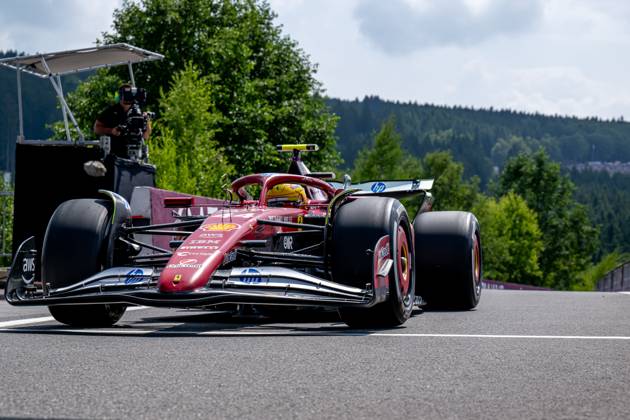 STAVELOT, BELGIUM: Lewis Hamilton, racing for the Ferrari team during the 2025 Formula 1 Belgian Grand Prix at the Circuit de Spa-Francorchamps in Stavelot, Belgium