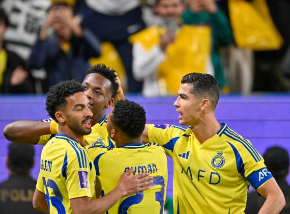 Al-Nassr v Esteghlal - AFC Champions League RIYADH, SAUDI ARABIA - MARCH 10: Jhon Duran of Al-Nassr celebrates with his teammates after a goal during AFC Champions League Elite football match between Al-Nassr and Esteghlal at Al-Awwal Park in Riyadh, Saudi Arabia on March 10, 2025. Riyad Suudi Arabistan. Editorial use only. Please get in touch for any other usage.  Copyright: x2025xAnadoluxMohammedxSaadx