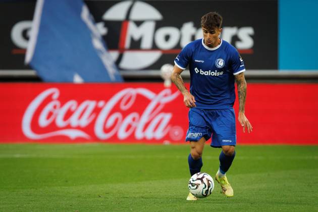 Gent s Tiago Araujo pictured in action during a soccer match between KAA Gent and RAAL La Louviere, Saturday 02 August 2025 in Gent, on day 2 of the 2025-2026 Jupiler Pro League first division of the Belgian championship. KURTxDESPLENTER  x130513545x