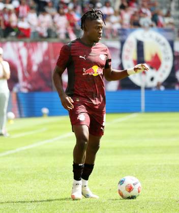 RB Leipzig Bergamo Testspiel Leipzig, 02 08 2025, Red Bull Arena, Fußball, Testspiel , RB Leipzig vs Atalanta Bergamo 1 2 1 0 , Im Bild Johan Bakayoko 9, RB Leipzig , Nur zur redaktionellen Nutzung Only editorial use , DFL DFB regulations prohibit any use of photographs as image sequences and or quasi video ,