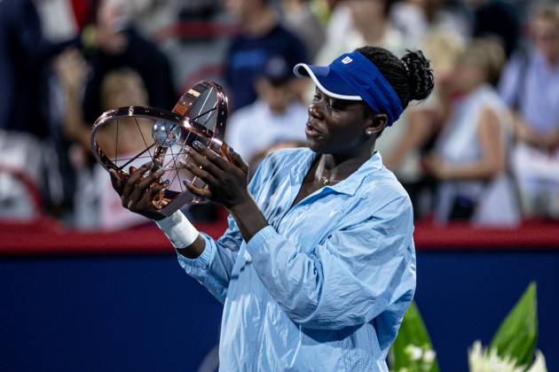 Victoria Mboko Canada after her first title of her career at the WTA Masters 1000 de MontrÃ al on IGA Centre Court against Naomi Osaka Japan TENNIS WTA 1000 NATIONAL BANK OPEN 2025 FINALE MBOKO OSAKA IGA STADIUM MONTREAL CANADA 07 08 2025 Montassar Yazidi PRESSE SPORTS MONTREAL IGA STADIUM Canada GermanyxJapanxUKxFrancexBelgiumxOUT  Copyright: xMontassarxYazidi PRESSExSPORTSx